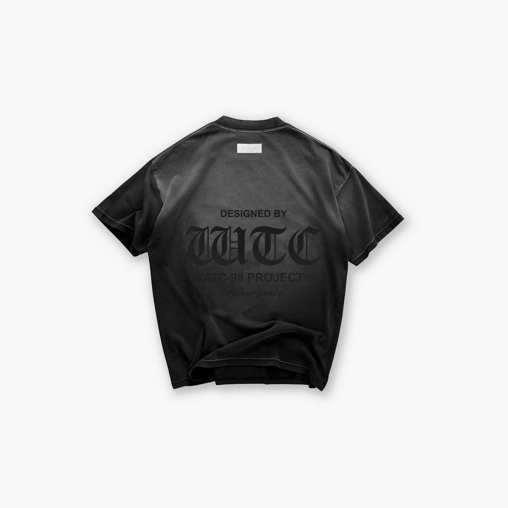 RESURGENCE BASIC W GOTHIC T-SHIRT STAINED BLACK