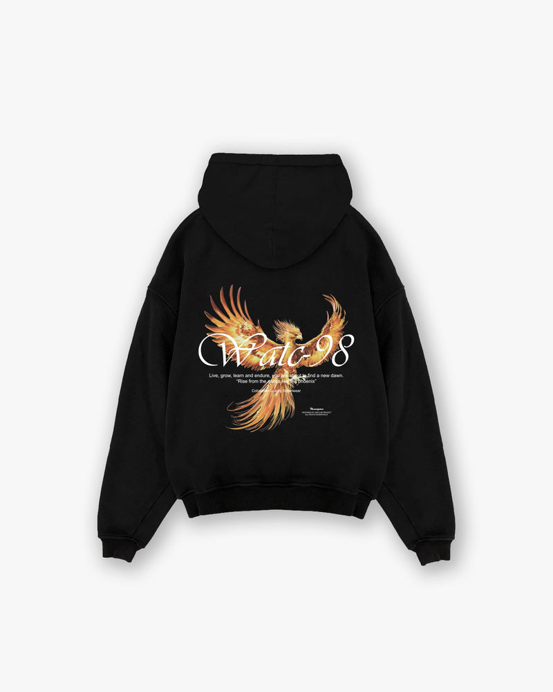 Hoodie RESURGENCE PHOENIX negro - vista trasera | WATC-98