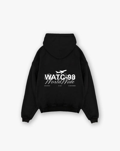 Hoodie WORLDWIDE LOGO negro - vista trasera | WATC-98