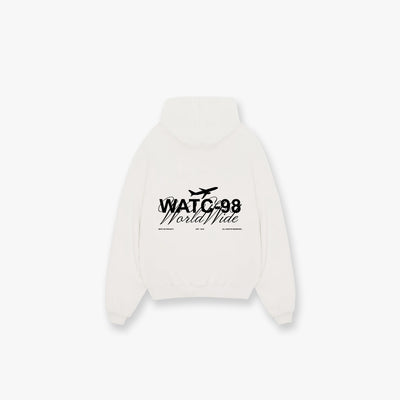Hoodie WORLDWIDE LOGO crema - vista trasera | WATC-98