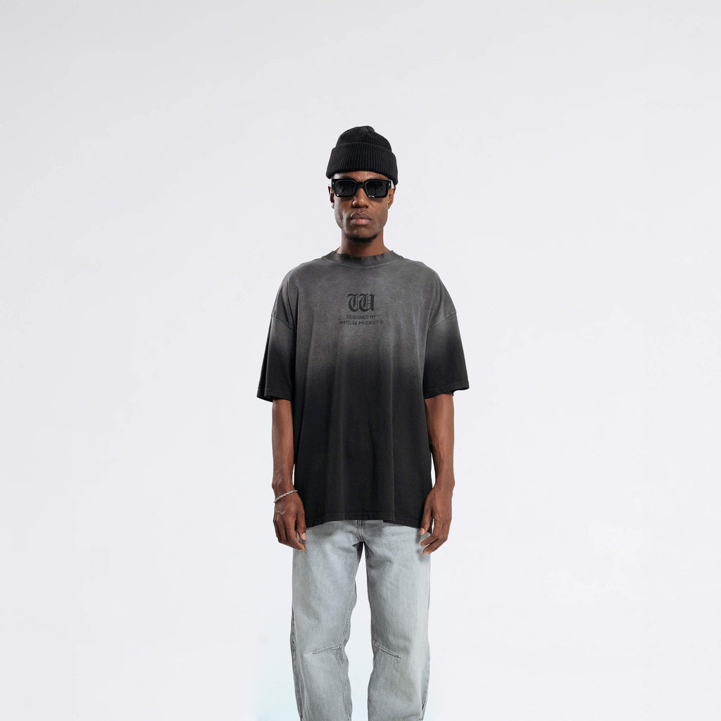 RESURGENCE BASIC W GOTHIC T-SHIRT STAINED BLACK