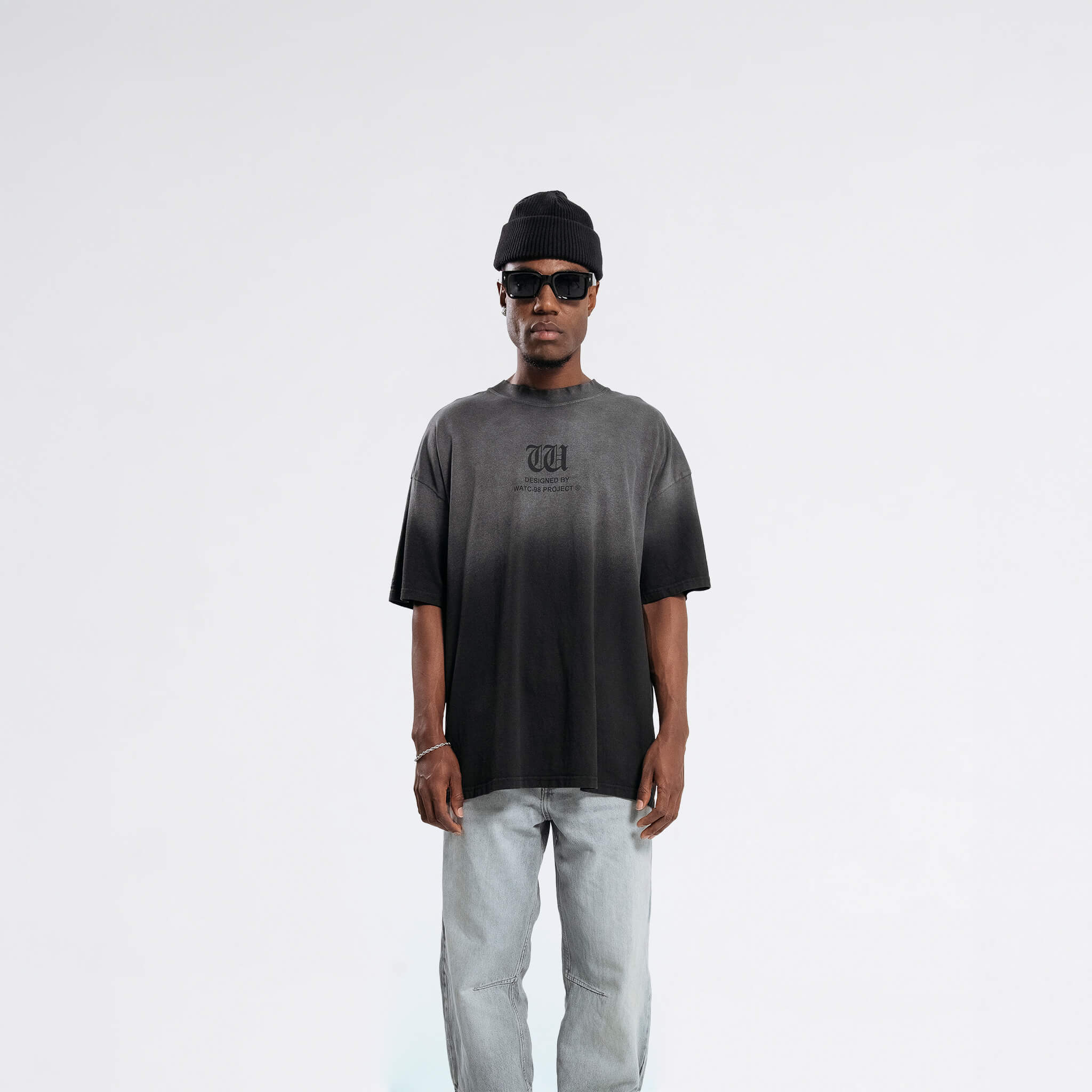 RESURGENCE BASIC W GOTHIC T-SHIRT STAINED BLACK