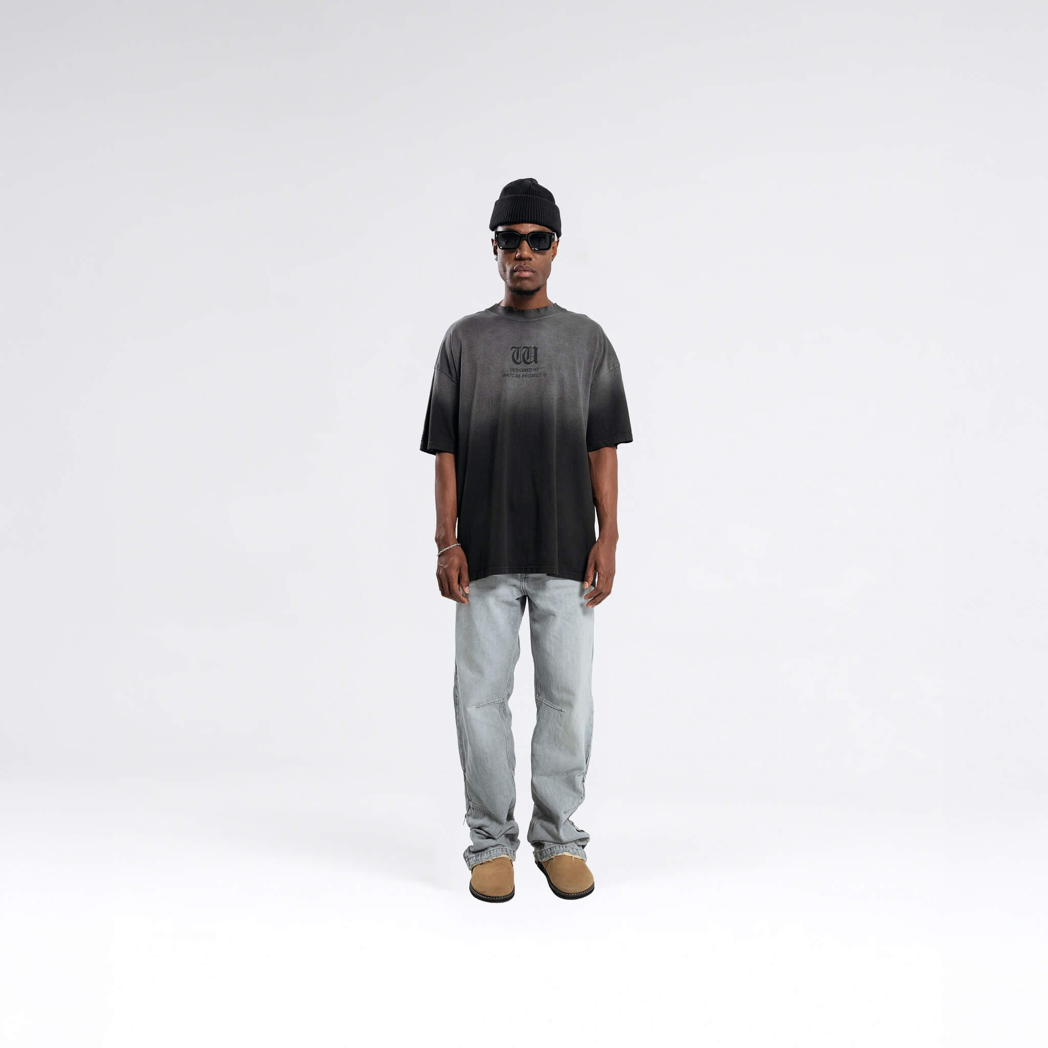 RESURGENCE BASIC W GOTHIC T-SHIRT STAINED BLACK