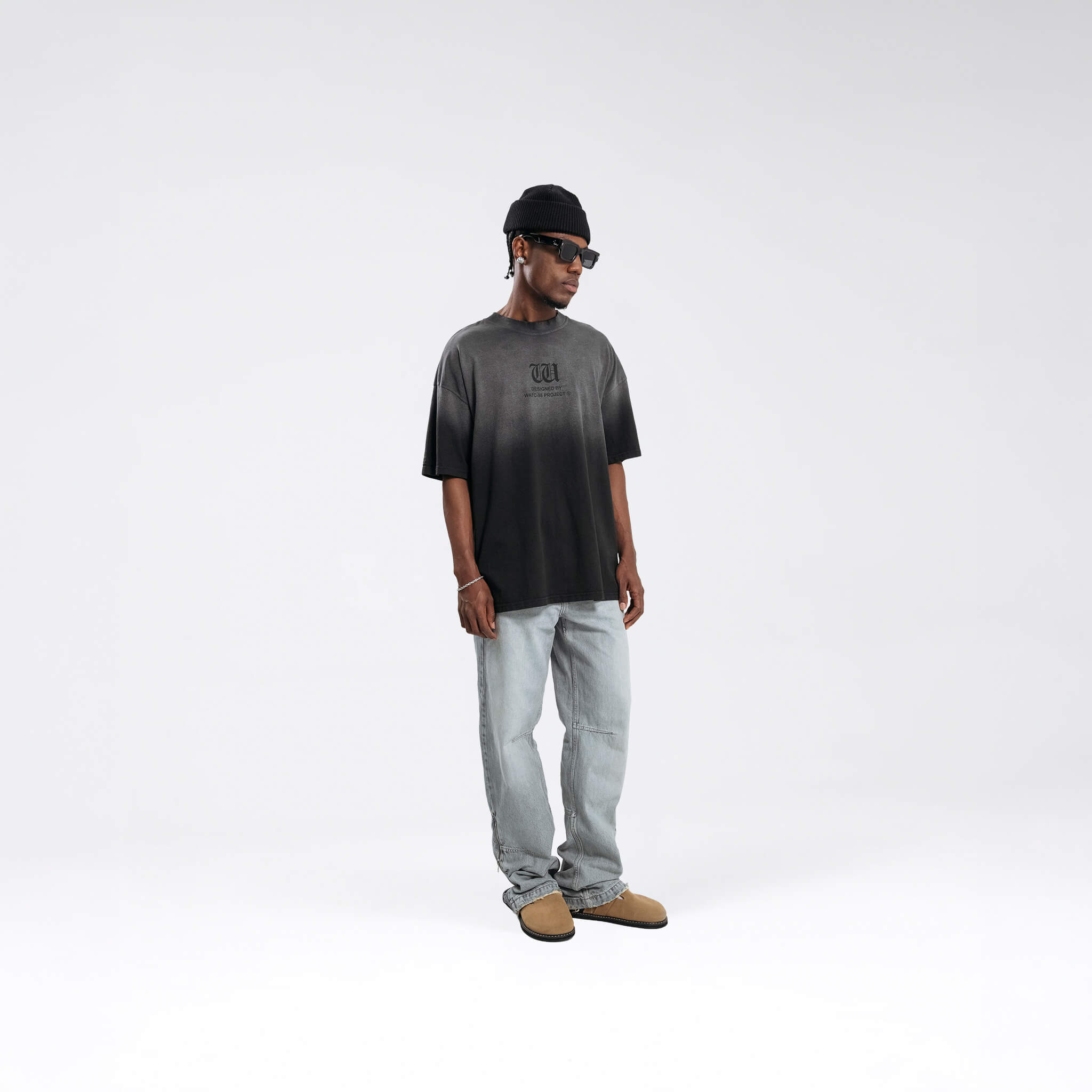 RESURGENCE BASIC W GOTHIC T-SHIRT STAINED BLACK