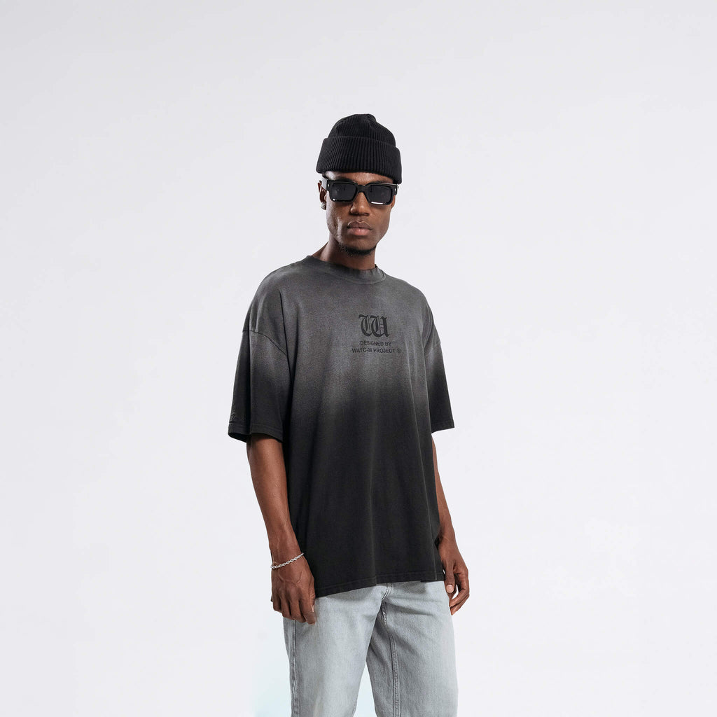 RESURGENCE BASIC W GOTHIC T-SHIRT STAINED BLACK