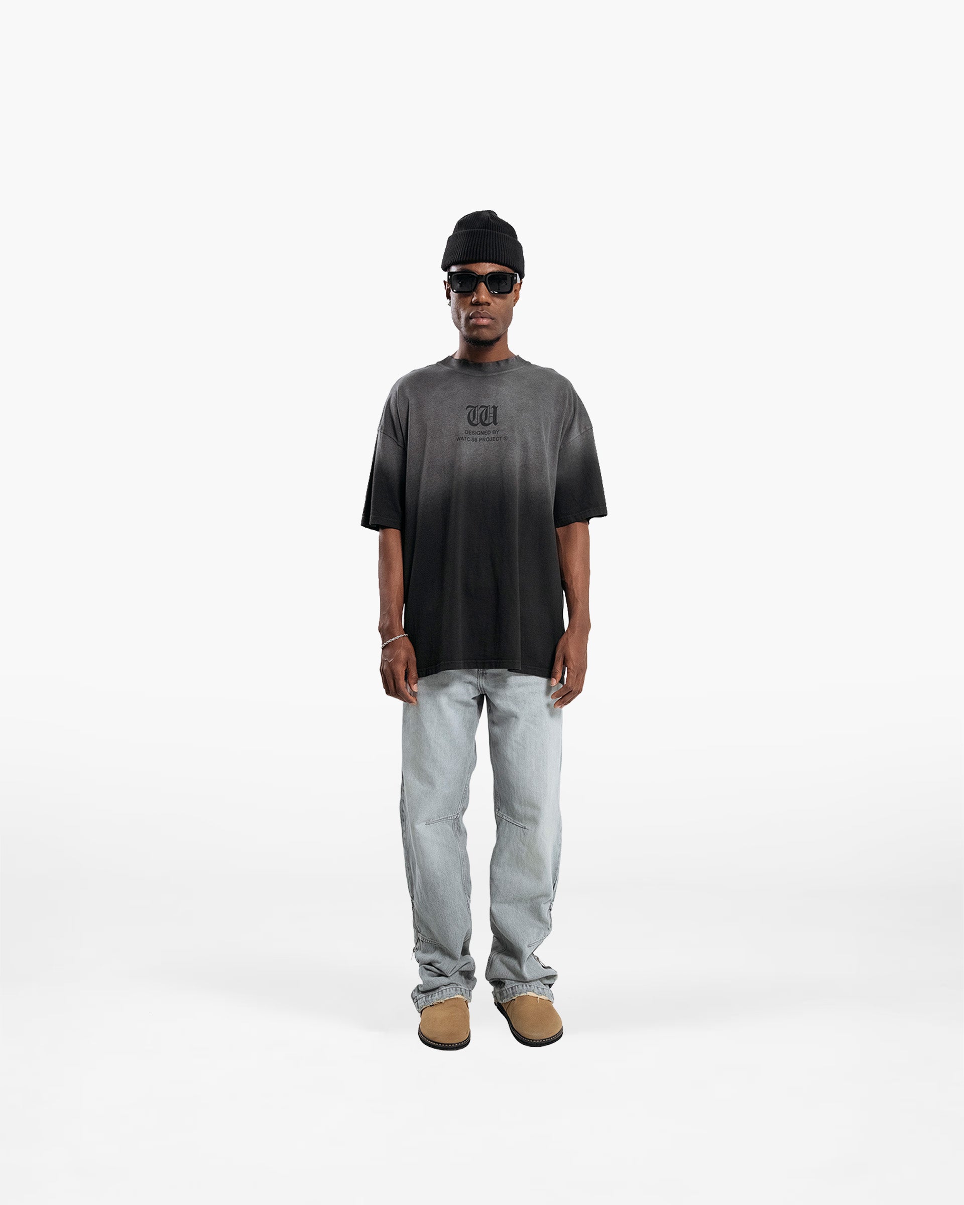 RESURGENCE BASIC W GOTHIC T-SHIRT STAINED BLACK