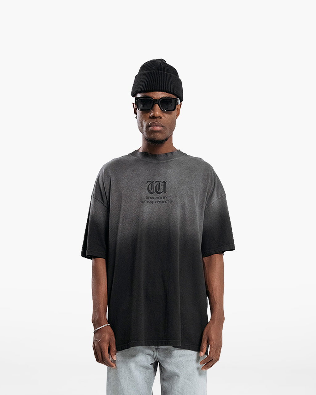 RESURGENCE BASIC W GOTHIC T-SHIRT STAINED BLACK
