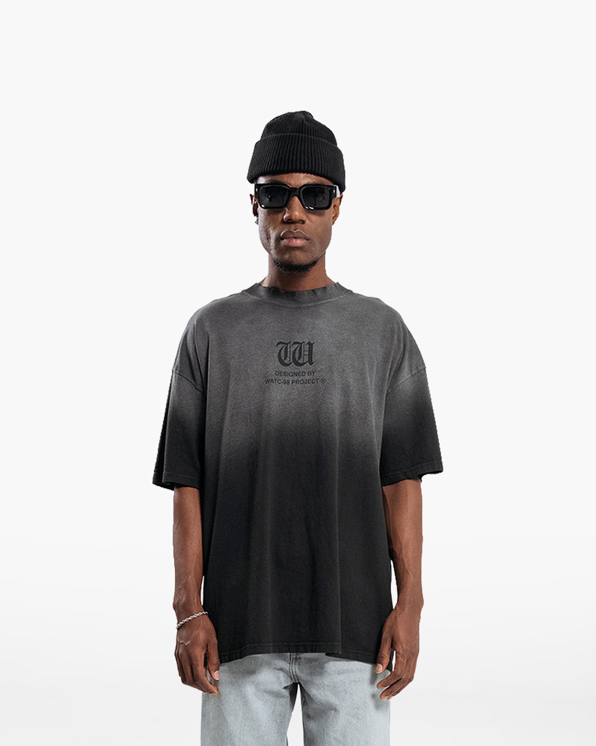 RESURGENCE BASIC W GOTHIC T-SHIRT STAINED BLACK