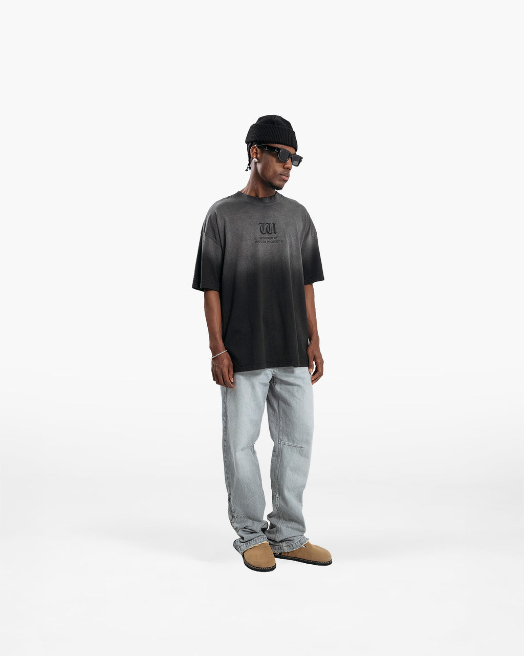 RESURGENCE BASIC W GOTHIC T-SHIRT STAINED BLACK