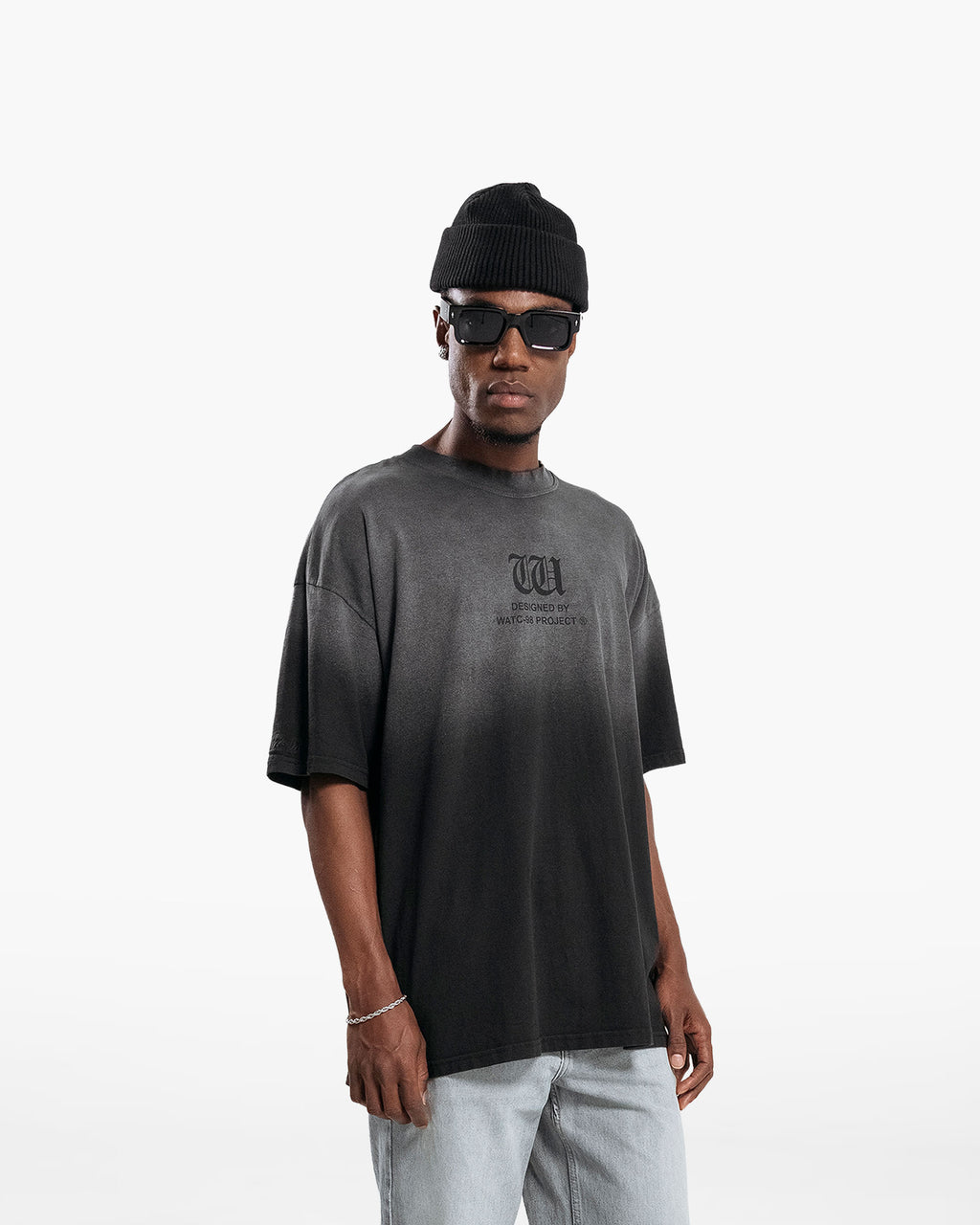 RESURGENCE BASIC W GOTHIC T-SHIRT STAINED BLACK